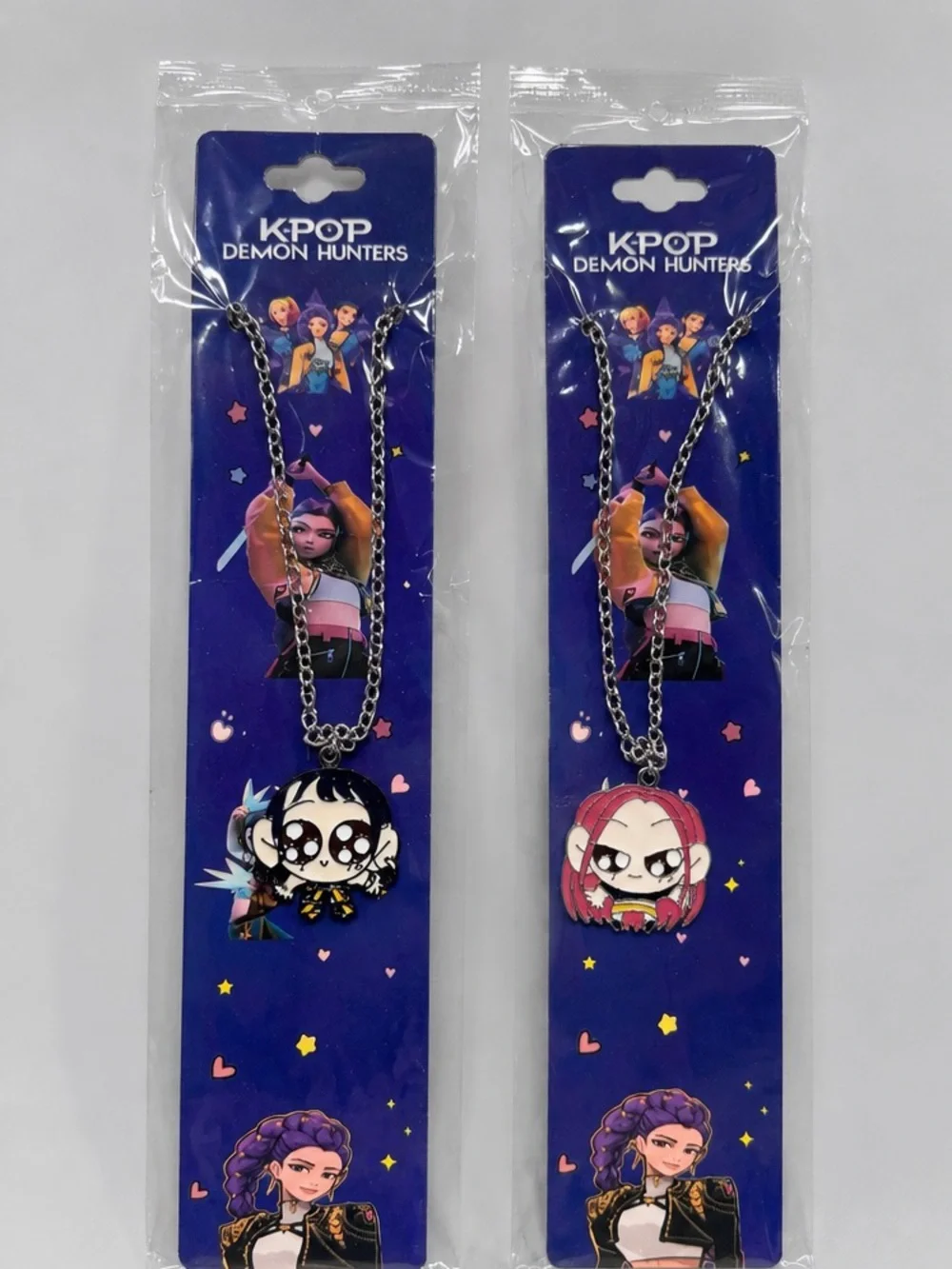 KPOP Demon Hunters Zoey & Mira Character Necklaces – Set of 2